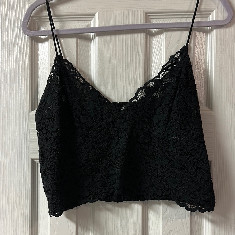 Express Black Lace Cropped Camisole